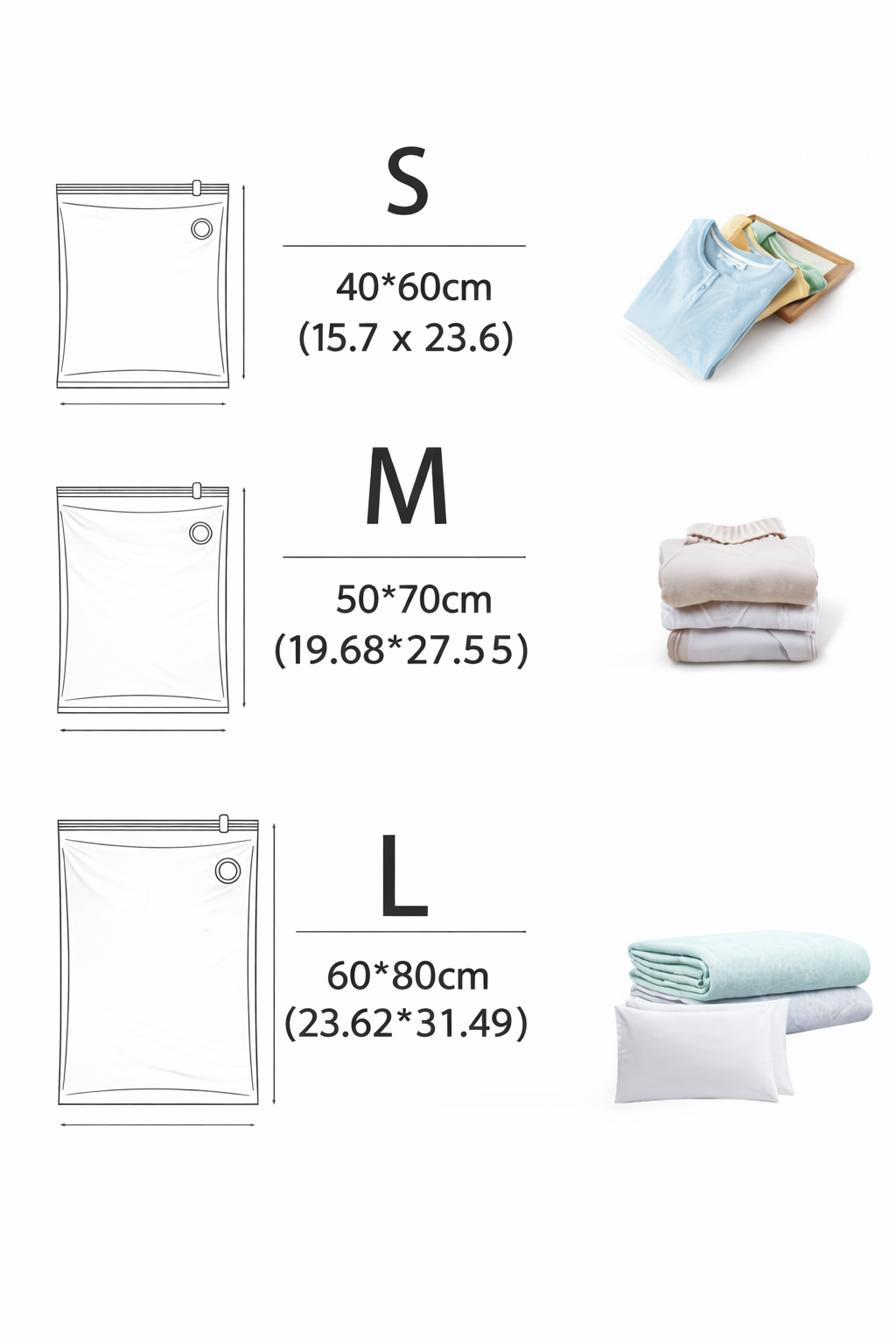 Vacuümcompressie-opbergzakken — Set van 3, 7, 9 of 11 stuks