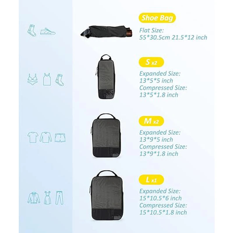 Packing Cubes Reisorganizer – Compressie Kofferorganizer (2 t/m 6 stuks)