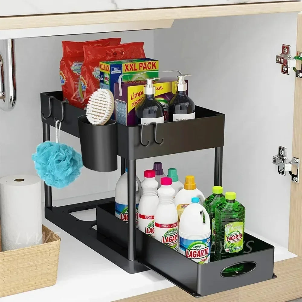 Under Sink Organizer met Uitschuifbare Lades – Keuken & Badkamer