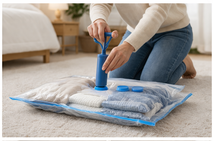 Vacuümzakken met Draagbare Handpomp — Complete Set van 8 of 11 stuks