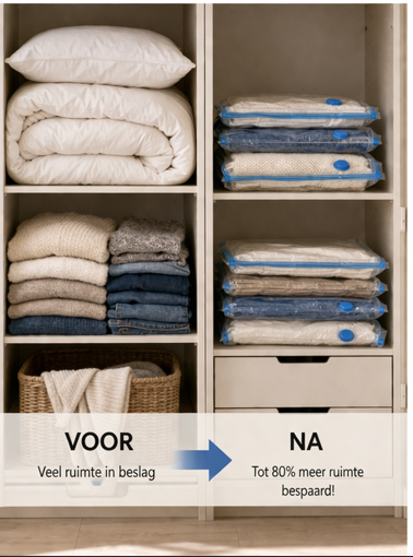 Vacuümzakken met Draagbare Handpomp — Complete Set van 8 of 11 stuks